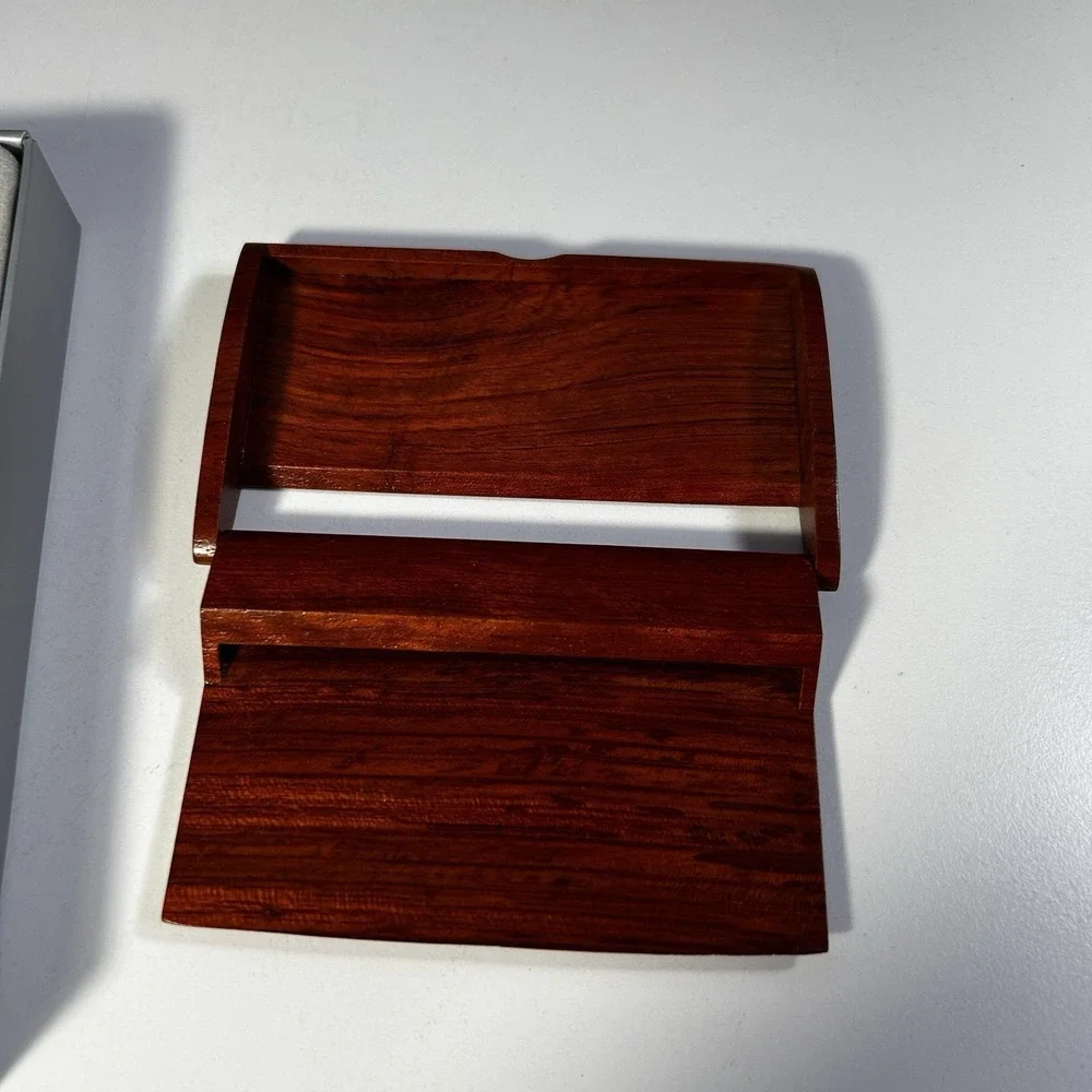 Things Remembered Engraveable Wooden Pen & Business Card Holder Set NEW Box